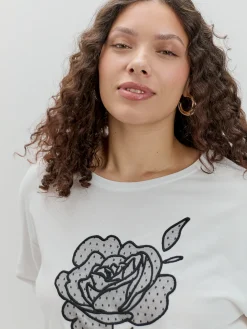 CAMISETA FLOR BORDADA