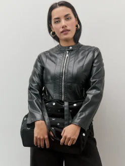 CAZADORA EFECTO PIEL CUELLO MAO