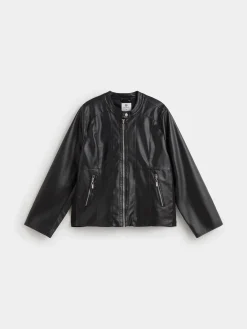 CAZADORA EFECTO PIEL CUELLO MAO
