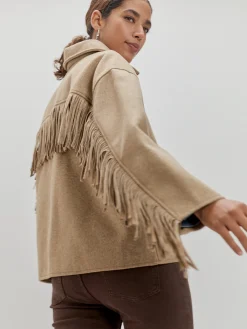 CHAQUETA LARGA FLECOS